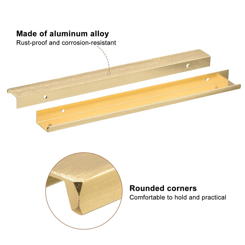 sourcing map Cabinet Finger Edge Pull, 6pcs 300mm/11.81 Aluminum Alloy
