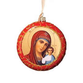Needzo Our Lady of Kazan Virgin Mary and Christ Religious Christmas Ornament icon Ornament, Red