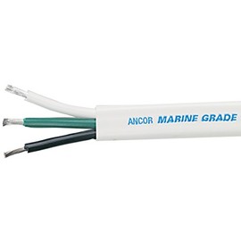 Ancor 131110 Marine Grade Electrical Duplex Tinned Boat Cable - 10 AWG, Triplex, Flat Cable, Black/Green/White, 100 Feet
