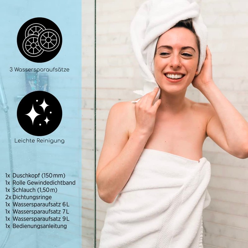Bath4U Shower Head with Hose and Water-Saving Inserts | Shower