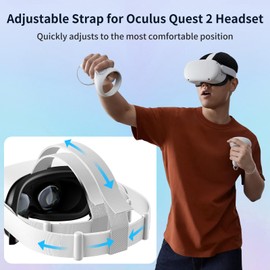Replacement Head Strap for Quest 2 VR Headset Accessories Lightweight Adjustable Headband with Thumb Grip Caps Breathable Washable Cloth Strap for Enhanced Comfort and Long Play