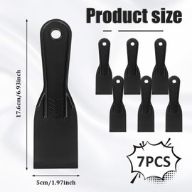 7 Pcs 2 Inch Plastic Flexible Drywall Putty Knife Paint Scraper Tool for Decal Spackling Pasting Plaster Removing Wallpaper Applying Mud or Plaster 3D Printing Resin Removal Black