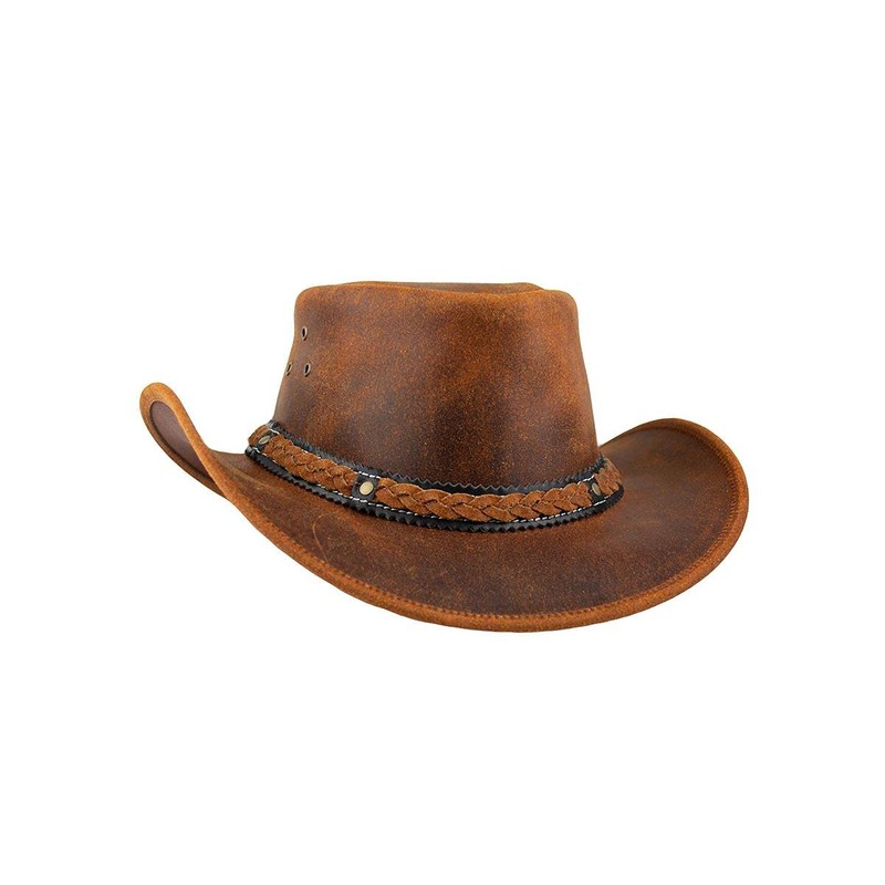 Black Jungle Aramac Leather Cowboy Hat Australia Hat, ochre