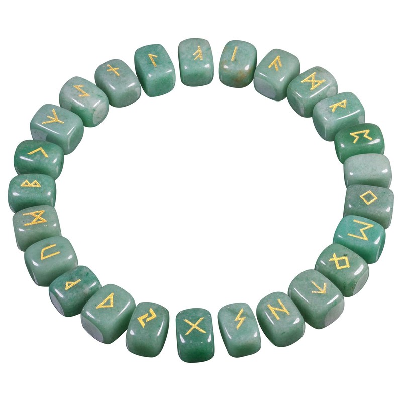 mookaitedecor Rune Stones Set with Engraved Elder Futhark Alphabet Crystal