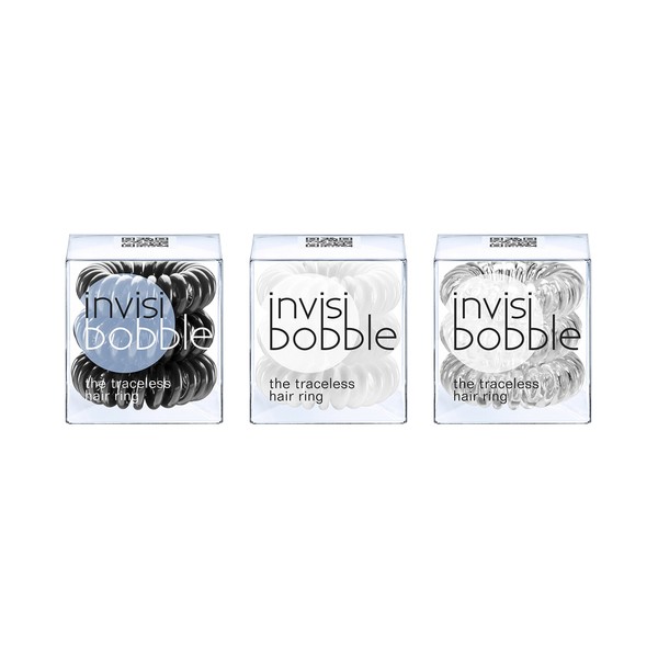invisibobble mix true black, innocent white, crystal clear, 1er Pack