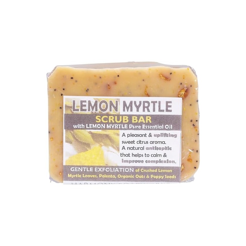 Harmony Soapworks Lemon Myrtle Soap Scrub Bar, 140 Grams