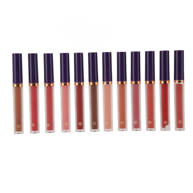 12Pcs Matte Lip Gloss Moisturizing Anti Melt Long Lasting Cream