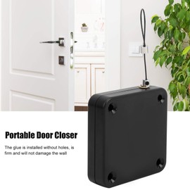 Fafeicy Cierrapuertas automático de 2 piezas, Cierrapuertas con sensor sin perforaciones portátil, para puertas de oficina, puertas de hogar, Conjunto Completo De Herramientas