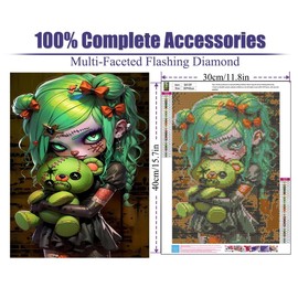 nekpiahu Gothic Diamond Art Kits for Adults,Diamond Painting Kits for Adults,DIY Round Full Drill Diamond Dot,5D Diamond Painting for Adults,Crystal Art Gem Art for Home Decor 12x16inch