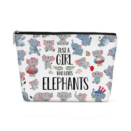 Funny Girl Loves Elephants Cosmetic Bag for Women，Elephant Gifts for Women, Elephant Lovers，Cute Elephant Stuff Makeup Bag Positive Cosmeticcase for Sister Bestie Birthday Friendship Christmas