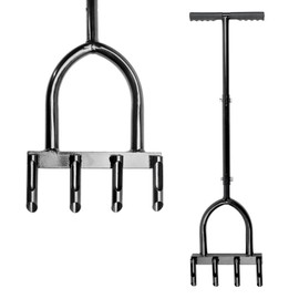 Hymula Lawn Coring Aerator, Manual Tool Yard Plug Core Aerators, Clean Grass Aeration Tools, Lawn Core Aerator Hand Tool, Slope Top 4 Half-Open Slot Hollow Tines for Lawn Yard Garden Soil Compaction