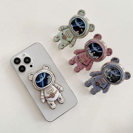 Cute Astronaut Phone Stand Holder,Cell Phone Astronaut Hidden Kickstand for Desk,Astronaut Phone Holder,Adjustable Tablet Phone Ring Stand with 3D Moving Star Sequins,Gift for Women Girl (green)