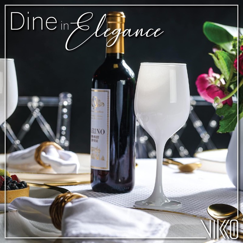Vikko Decor White Wine Glasses: 11 Oz Fancy Stemware -