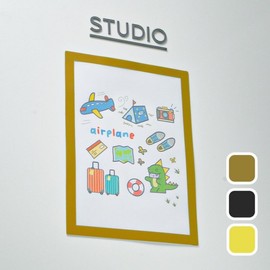 Wall-mounted transparent non-perforated magnetic picture frame A4 bulletin board notice frame 03Magnetic picture frame A4-yellow 4ea