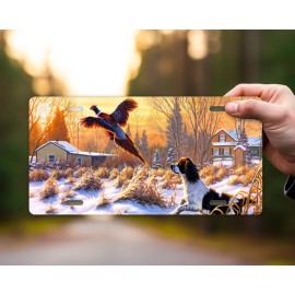 Twisted R Design Pheasant Hunting Dog Front License Plate Car Accessory Vanity Plate