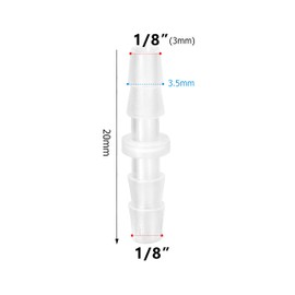 Quickun Plastic Hose Barb Fitting, 1/8" x 1/8" Barbed Splicer Mender Joint Adapter Union Fitting (Pack of 10)