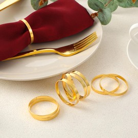 Nogeqi Round Gold Napkin Ring Modern Bulk Napkin Rings of 24 Metal Thanksgiving Napkin Rings Christmas Napkin Rings Gold for Cloth Napkins Wedding Party Ramadan Easter Napkin Rings Table Decor