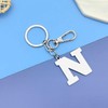 Silver Letter N Keychain Monogram Gift for Women Men Initial