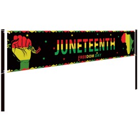 HHERCICIM Juneteenth Day June 19th 1865 Banner,Independence Day Freedom African Black History Banner Flags Party Supplies Backdrop House Flag for Holiday Polyester Outdoor Decor with Brass Grommets