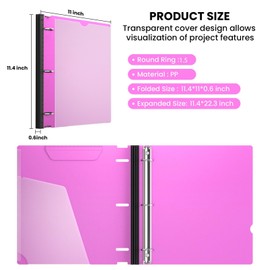 SortieOuch Telescoping 3 Ring Binder 1.5Inch-2 Pack, Clear View Binder Three Ring PVC-Free(Fit 8.5x11 Inches),Flexible Round Binder for School or Office Binder Use