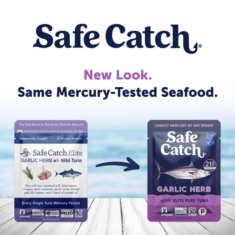 Safe Catch Elite Lowest Mercury Wild-Caught Tuna Fish Pouch, Garlic