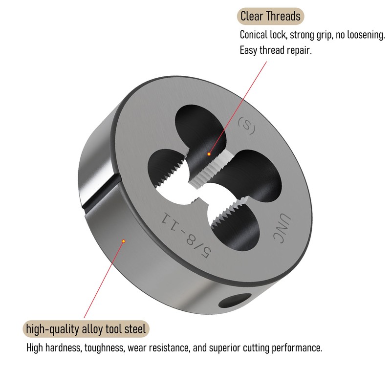 Skweawert 5/8"-11 UNC Round Threading Die, 5/8x11 UNC Screw Thread