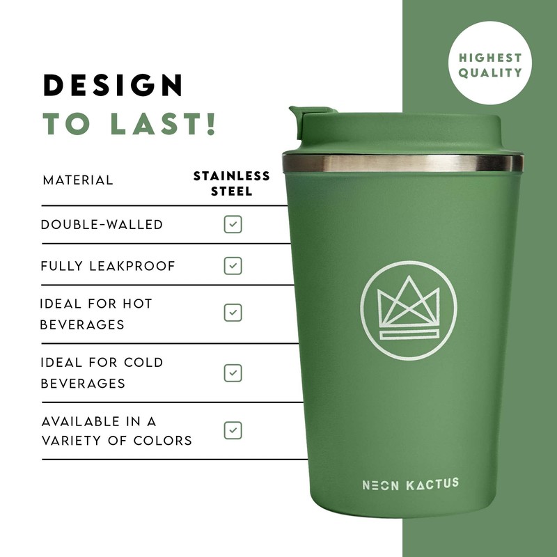 Neon Kactus Insulated Coffee Cup | Travel Cup | Double