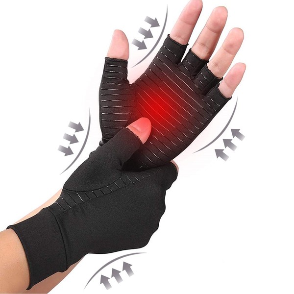 DRNAIETY Copper Arthritis Compression Gloves, Pain Relief for Arthritis, Carpal Tunnel (S), black