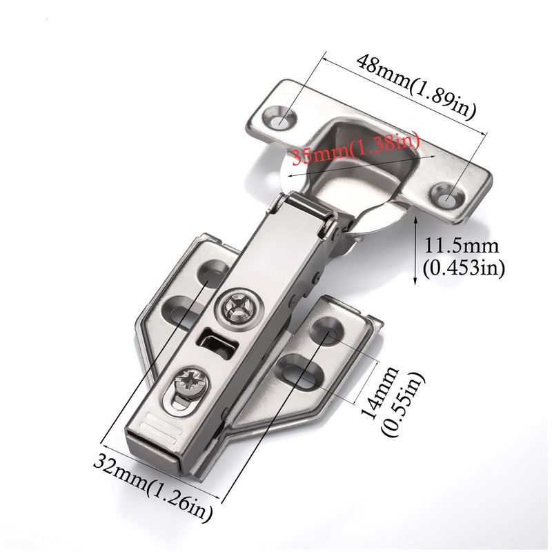 Luokim 2pcs 110 Degree Frameless Cabinet Door Concealed Hinges,Full Overlay,Nickel