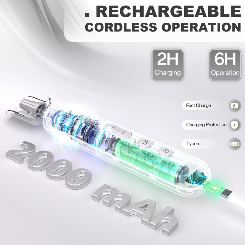 Electric Nail File Drill, Cordless 2000 mAh Rechargeable Nail Filer