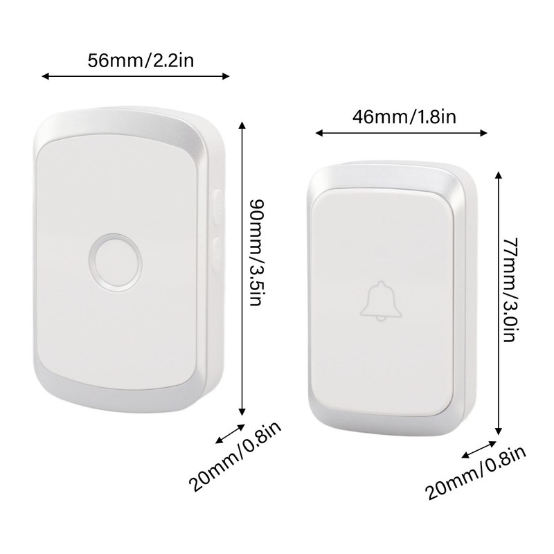 Wireless Doorbell with 36 Chimes 4 Volume Level LED Flashing