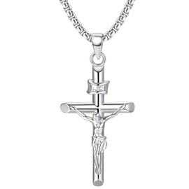 MILACOLATO 925 Sterling Silver Cross Necklace for Men Women Silver Crucifix Chain with Christian Cross Pendant - Classic Religious Jewelry for Everyday Wear