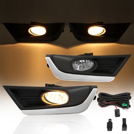HECASA Fog Lights Compatible with 2017-2019 Honda CR-V CRV Replacement for HO2593141 HO2592141 HO1038134 HO1039134 Front Fog Lamps w/Bulbs Clear Lens Driver&Passenger Side