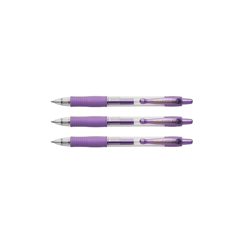 PILOT Pack of 3 G2 07 Metallic Purple Gel Ink