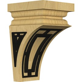 Ekena Millwork CORW03X03X06NETRBLAL Mini Nevio w/ IronCraft Traditional Inlay Wood Corbels, 3 1/2"W x 3 3/4"D x 6"H, Alder