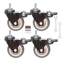 YEWEKE Stem Casters, 360 Degree Swivel Stem TPR Wheels with Metric M6-1.0x15mm Thread Industrial Castors for Carts, Furniture, Dolly, Workbench