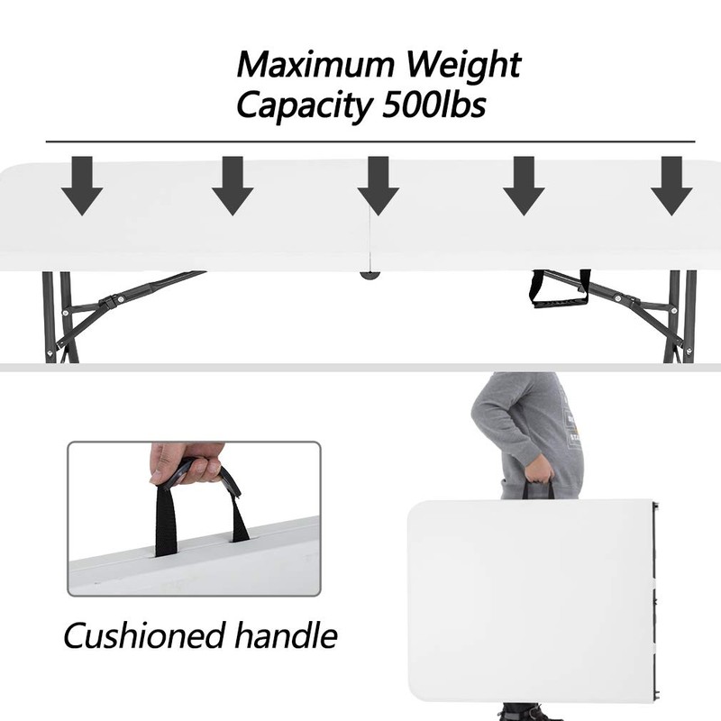 BestOffice Folding Table Camping Table Folding Table 6 Foot Plastic