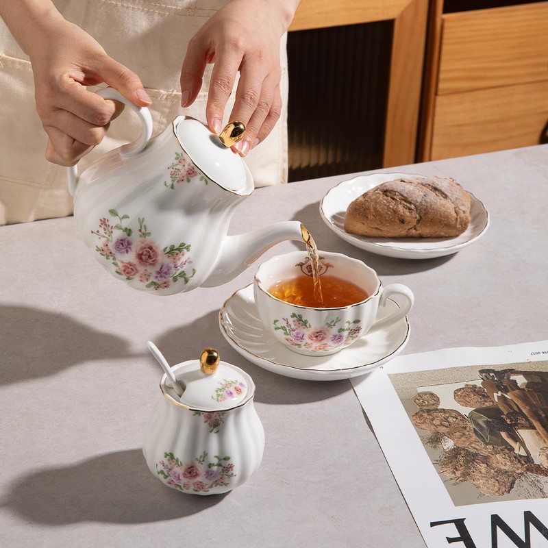 Sweejar Royal Teapot, Ceramic Tea Pot with Removable Stainless Steel