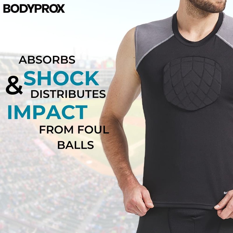 Bodyprox Baseball Chest Protector Shirt (Adult-M) Black
