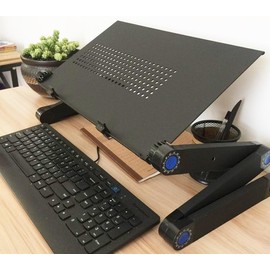 Zippace Adjustable Laptop Computer Lap Desk Portable Multifunctional Cooling Ergonomic Vented Table TV Bed Tray Stand Mount Holder(480 * 260mm, Black)