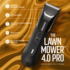 MANSCAPED® The Lawn Mower® 4.0 PRO - Cortadora de pelo para ingle y cuerpo, cuchilla SkinSafe™ actualizada, cortadora de pelo húmedo/seco, impermeable, compatible con USB-C e inalámbrica, afeitadora
