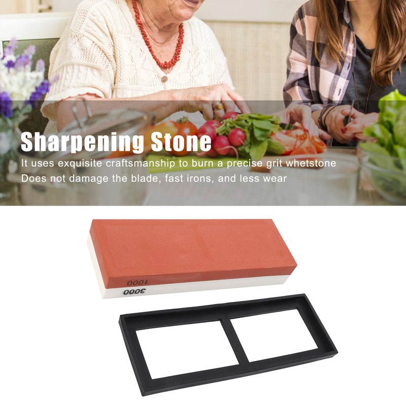 Household Knife Sharpening Stone White Corundum Whetstone with Base 1000