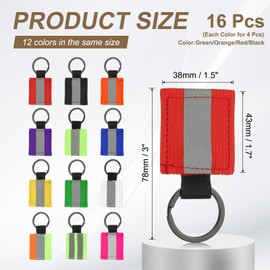 PATIKIL 16 Pcs Reflective Keychain, Reflective Strips High Visibility Safety Keychain Tags Lanyards Pendants Bright Zipper Pulls Waterproof for Backpack Cycling, Pink White Red Purple