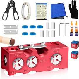 Dvopfa 9-in-1 Pool Cue Tips Replacement Kit with Aluminum Alloy Shaper Tool - Professional Billiards Accessories for Cue Tip Shaping, Ferrules & Chalk Cubes - Pool Stick Repair Maintenance Set