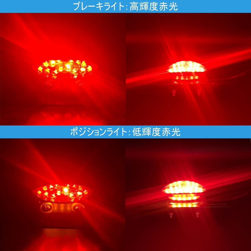 MGMSUNDK Motorcycle Tail Lamp, Integrated LED, DC12V, Waterproof, Universal Use,