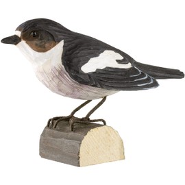 WILDLIFEGARDEN Wildlife Garden WG415 DecoBird Mourning Catcher - Hand Carved Decorative Wooden Bird - Small European Birds