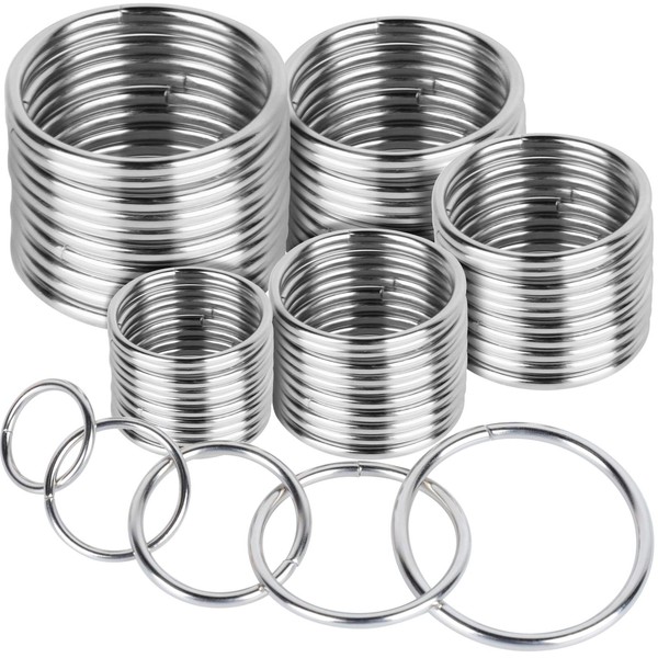 FANDAMEI 50 Pcs Silver Multi-Purpose Metal O Ring Non-Welded O