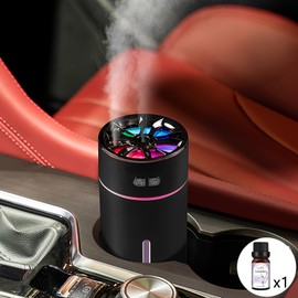 Holwim Waterless Car Diffuser for Essential Oils, 300ml Dual Nozzle Battery Powered Humidifier,Smart Car Air Freshener Diffuser with Colorful Lights and Various Spray Modes for Car Office Home（Set）