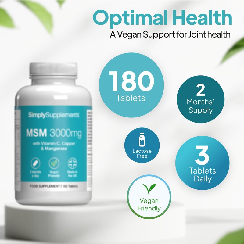 Simply Supplements MSM 3,000mg | with Added Vitamin C |