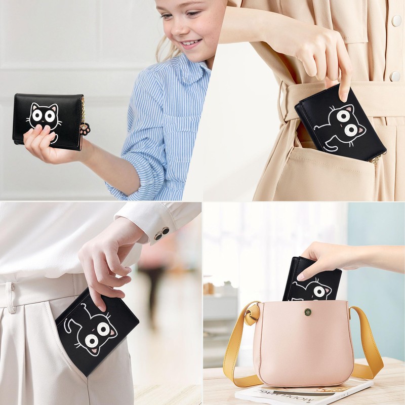 conisy Cute Slim Womens Leather Wallet,Small RFID Blocking Trifold Wallets